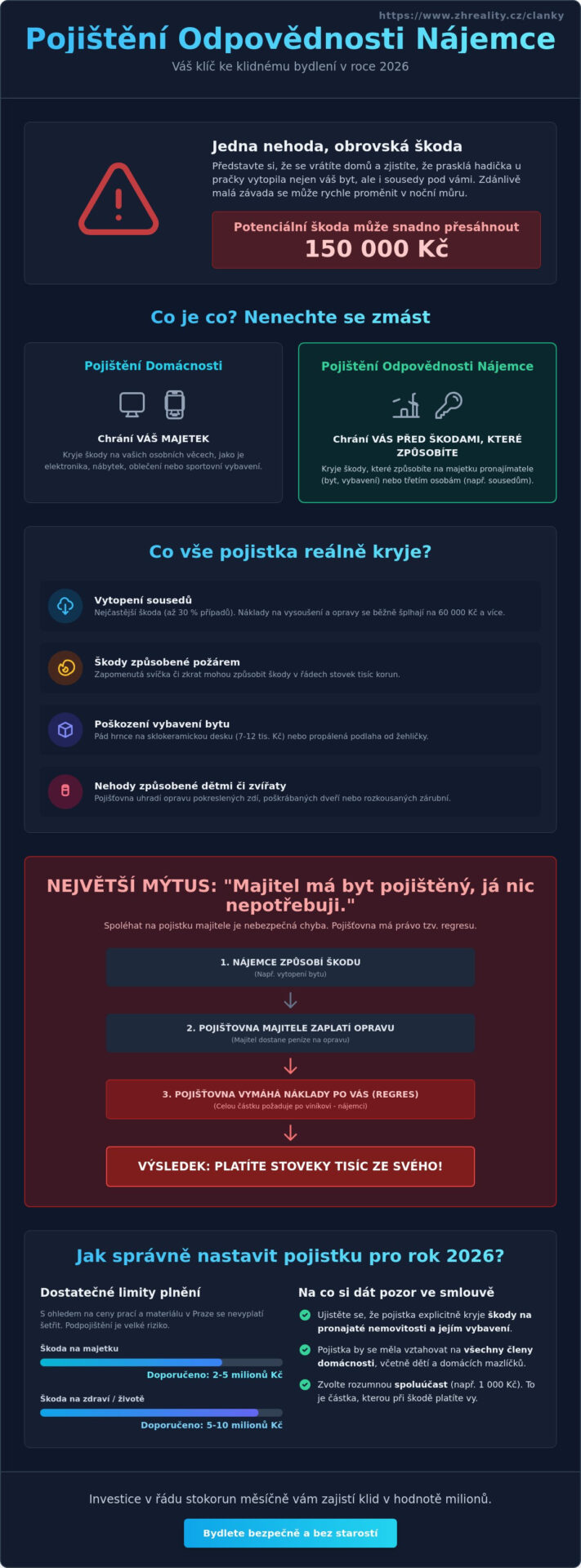 Pojištění odpovědnosti nájemce: Proč je v&nbsp;roce 2026 klíčem k&nbsp;bydlení bez starostí? - Infographic